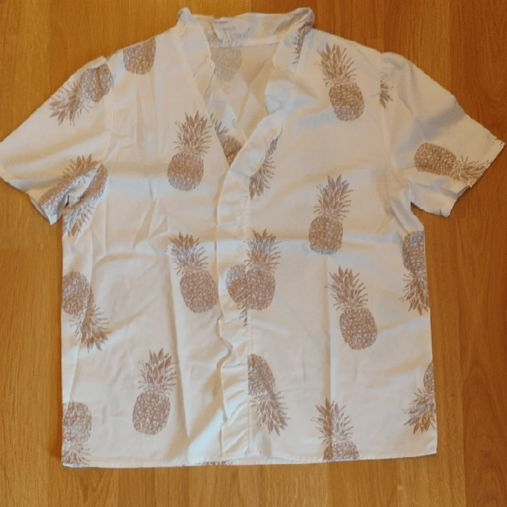 Women's White Pineapple Print Shirt - Picture 1 of 3